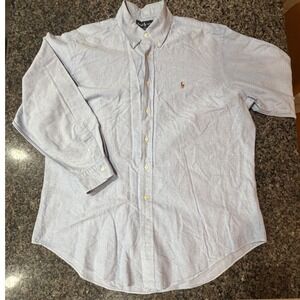 Polo Ralph Lauren Yarmouth Mens 16.5 33 Blue Oxford Cotton Button Down Shirt